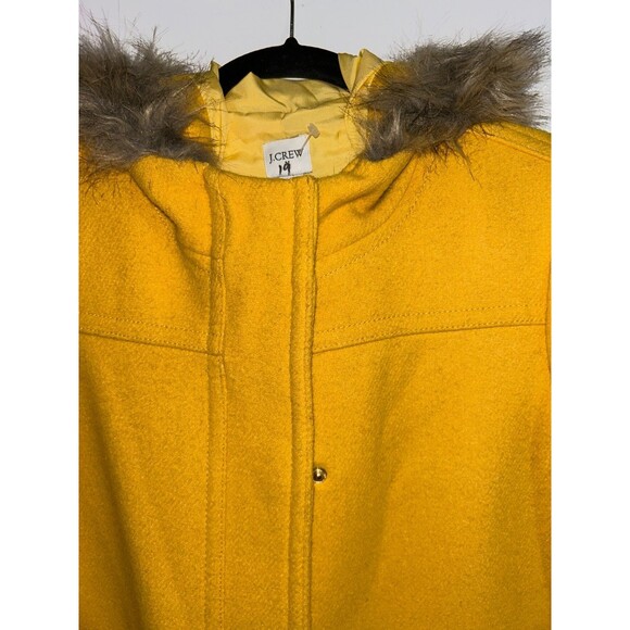 J. Crew Women’s Vail Wool Parka Coat size 4 Hooded Faix Fur Preppy Academia - Picture 3 of 11